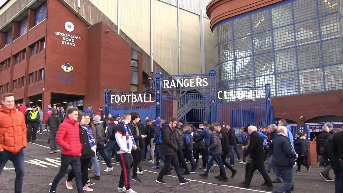 UK: Fans arrive at Ibrox ahead of Old Firm derby
