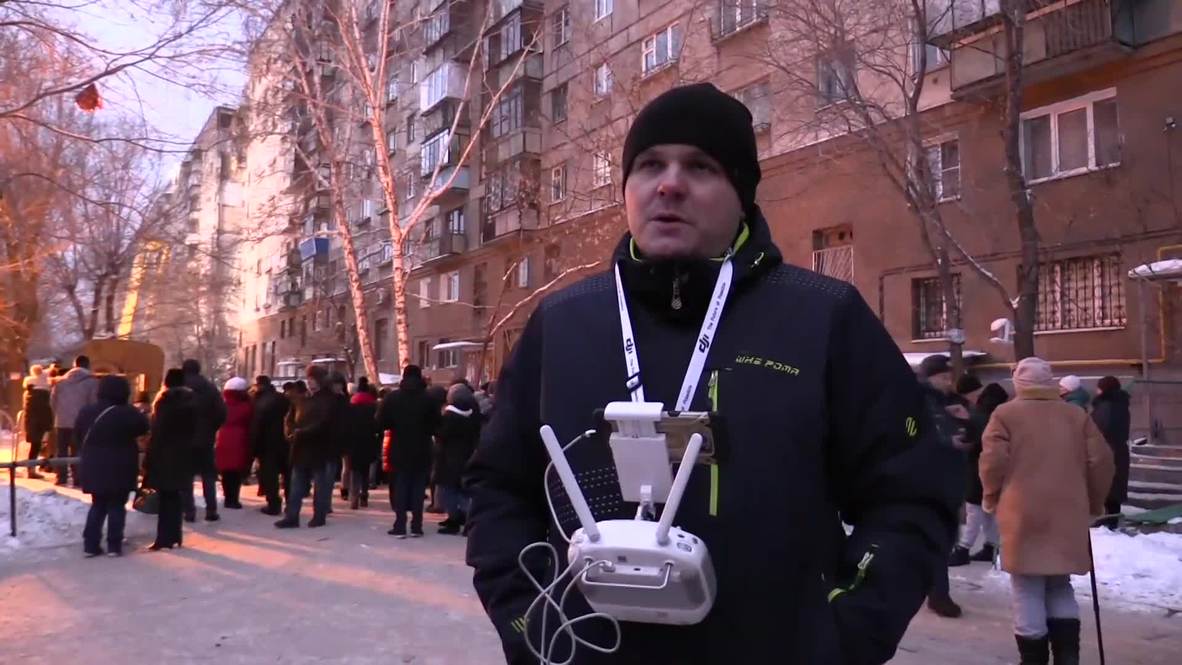 Russia: Local recounts using drone to assist rescue efforts at Magnitogorsk collapse site