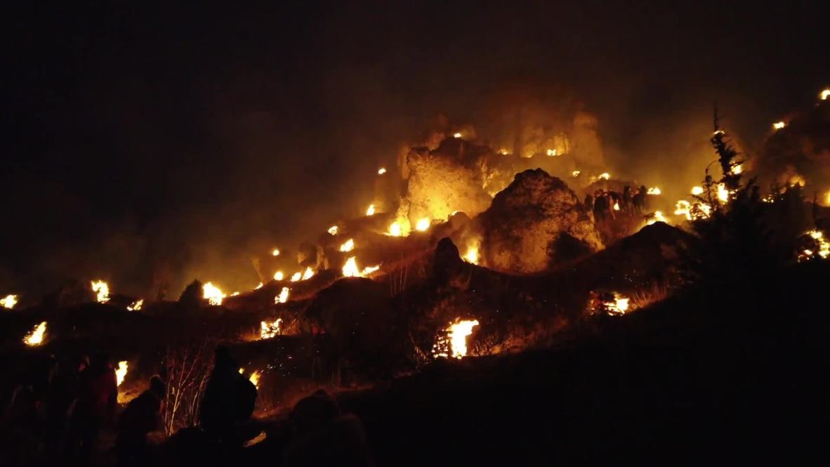 Germany: Pottenstein's spectacular festival of light sees fires light up night