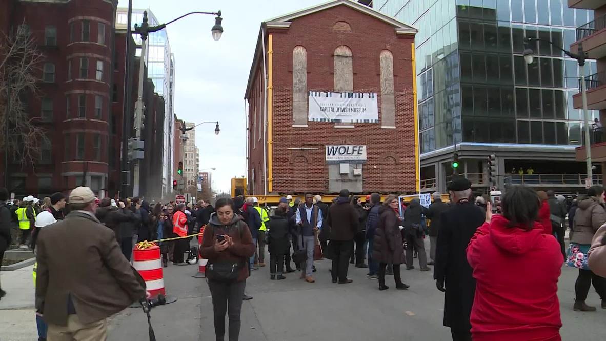 Ready to roll! Synagogue in Washington arrives on wheels to its new home