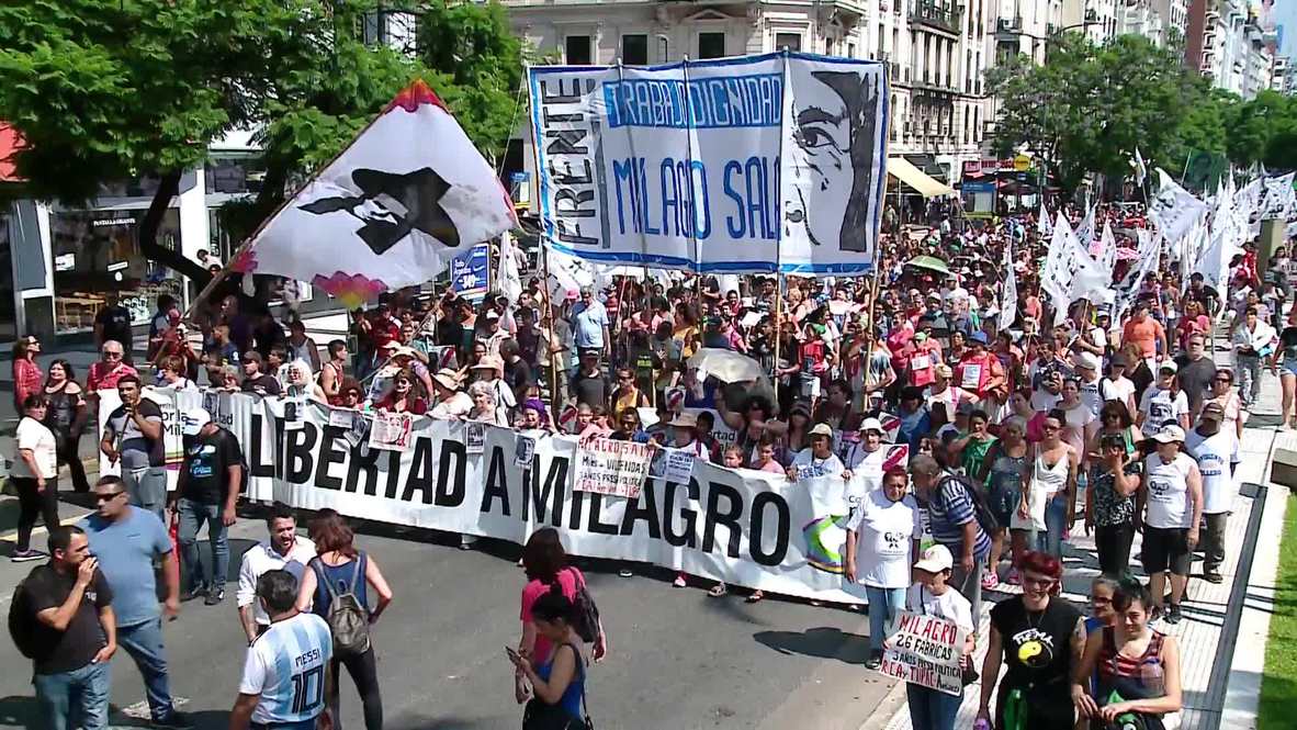 Argentina: Manifestantes exigen la liberación de Milagro Sala en Buenos Aires