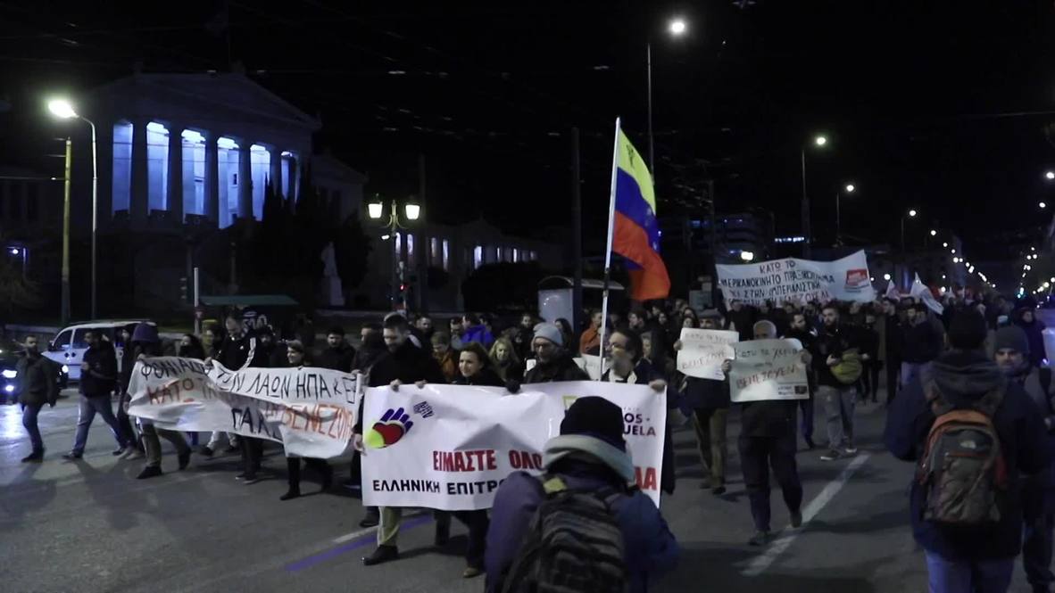 Greece: Athens protesters march against 'ongoing coup d'etat' in Venezuela