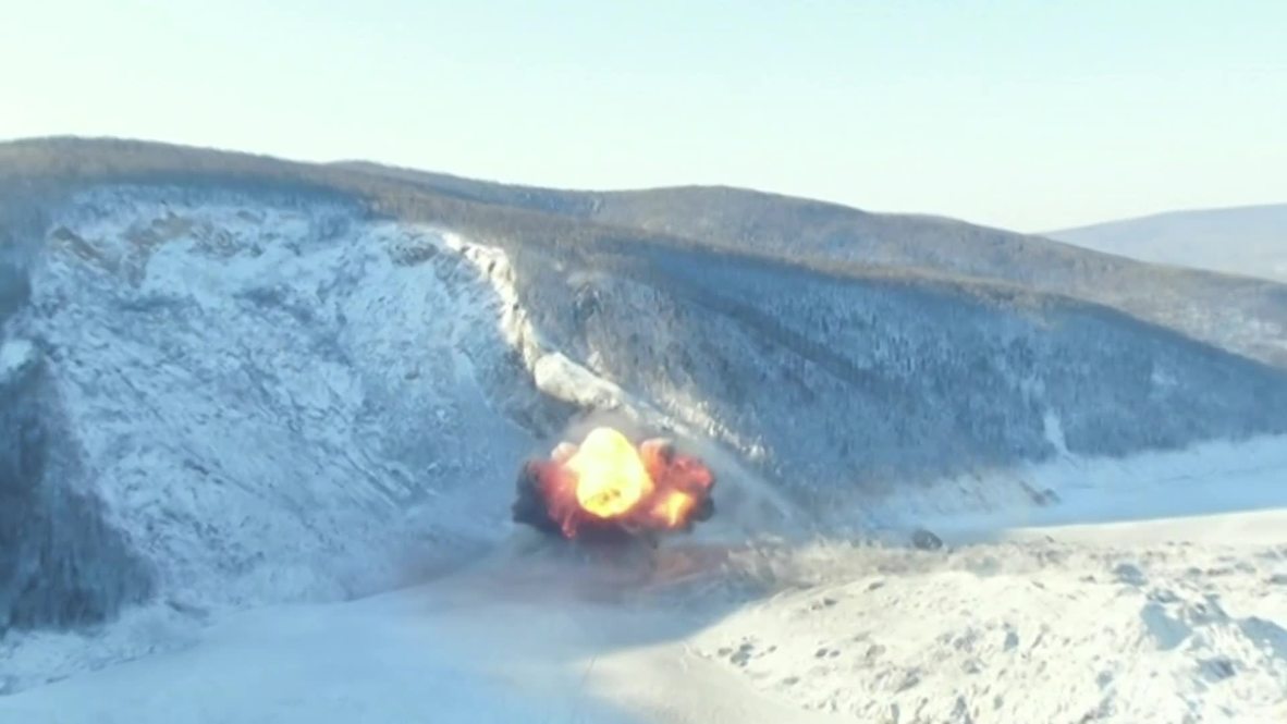 Russia: Army blows up massive river jam in Russia's Far East