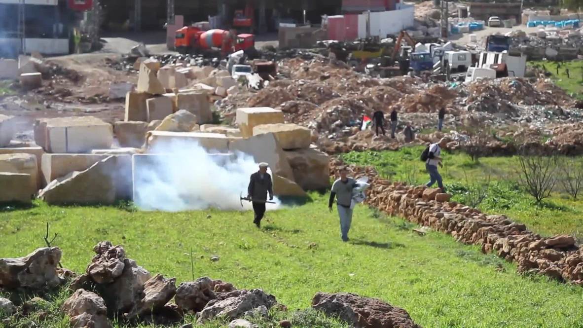 Estado de Palestina: Lluvia de gas lacrimógeno israelí cae sobre plantadores de árboles cerca de Belén