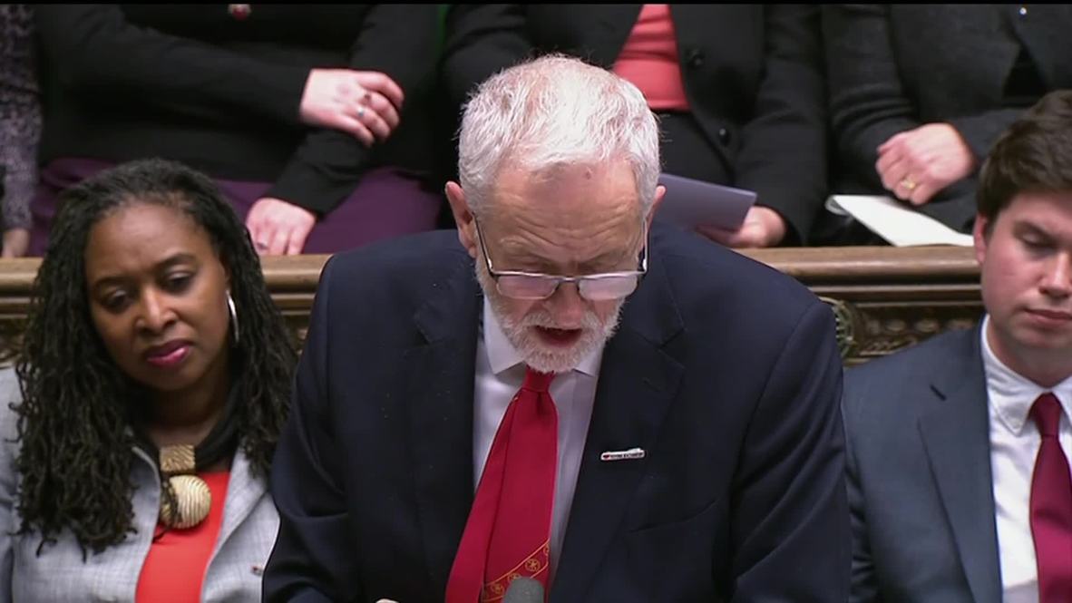 UK: Corbyn slams May over 'spectacular failure' of no deal shipping contract at PMQs