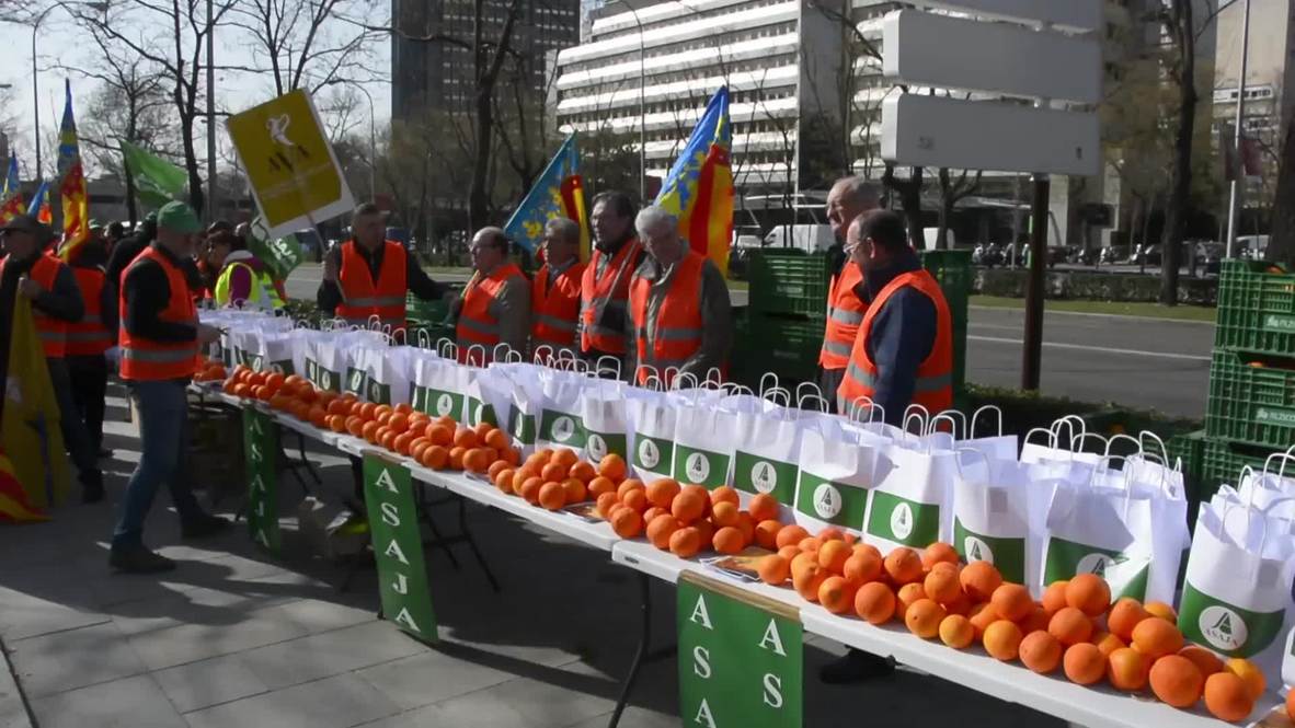 España: Los 'chalecos naranjas' protestan por el acuerdo UE-Sudáfrica sobre las importaciones