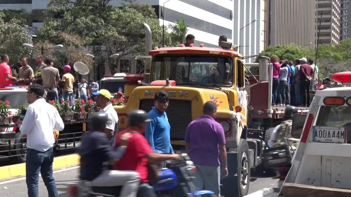Venezuela: Camioneros protestan a favor de Guaidó en Caracas