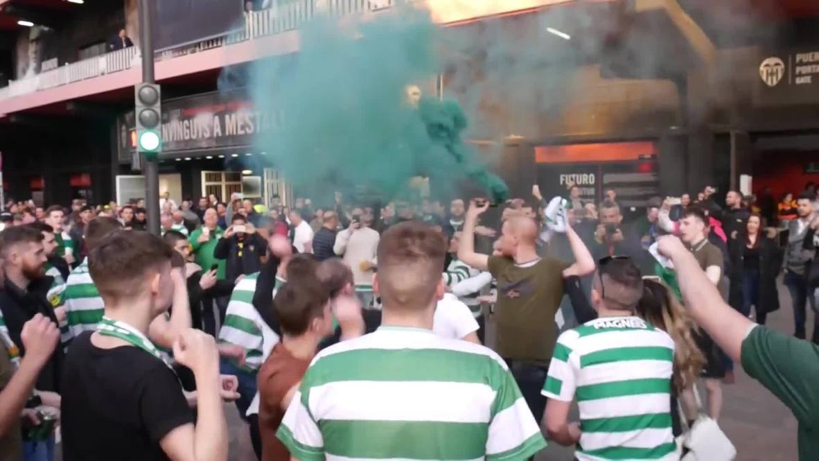 Spain: Injuries and arrests as Celtic fans march on Valencia before match
