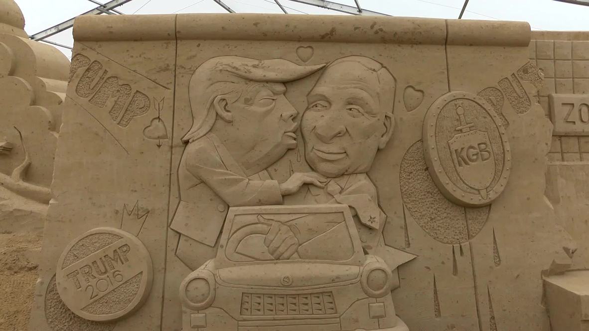 ¡Sin lengua por favor! Trump le da un beso a Putin en un festival de escultura alemán