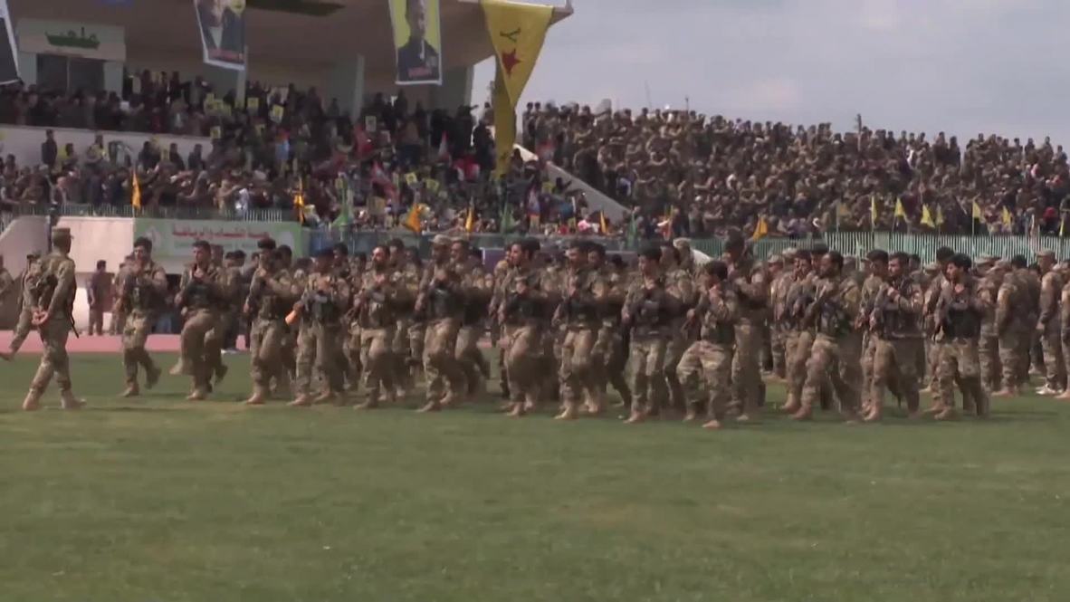Syria: Thousands attend YPG military parade celebrating victory over IS