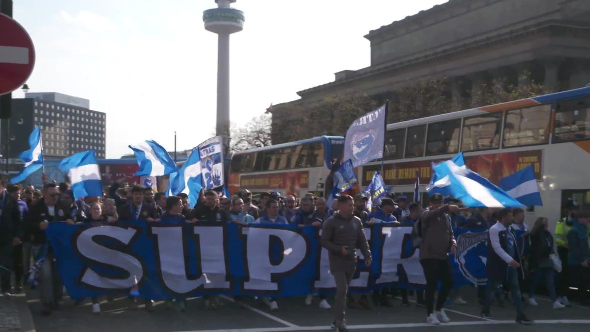 UK: Porto fans march on Anfield ahead of Liverpool quarter-final clash