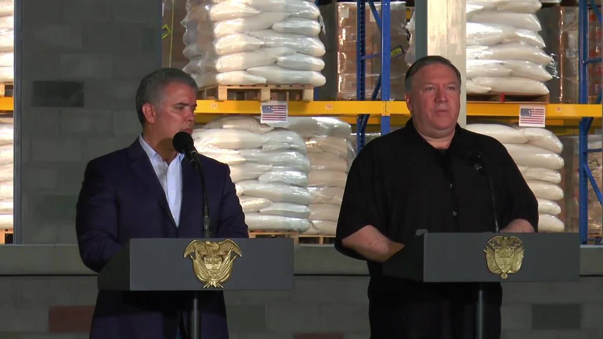Колумбия: Помпео посетил склад гуманитарной помощи на границе с Венесуэлой