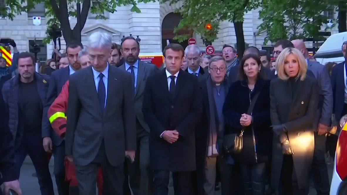 France: Macron visits burning Notre Dame cathedral