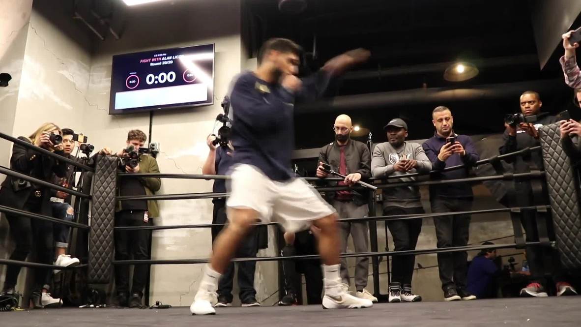 USA: Amir Khan and Terence Crawford hold media workouts ahead of title bout