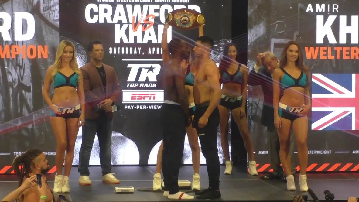 USA: Crawford and Khan make weight before Sunday's showstopper
