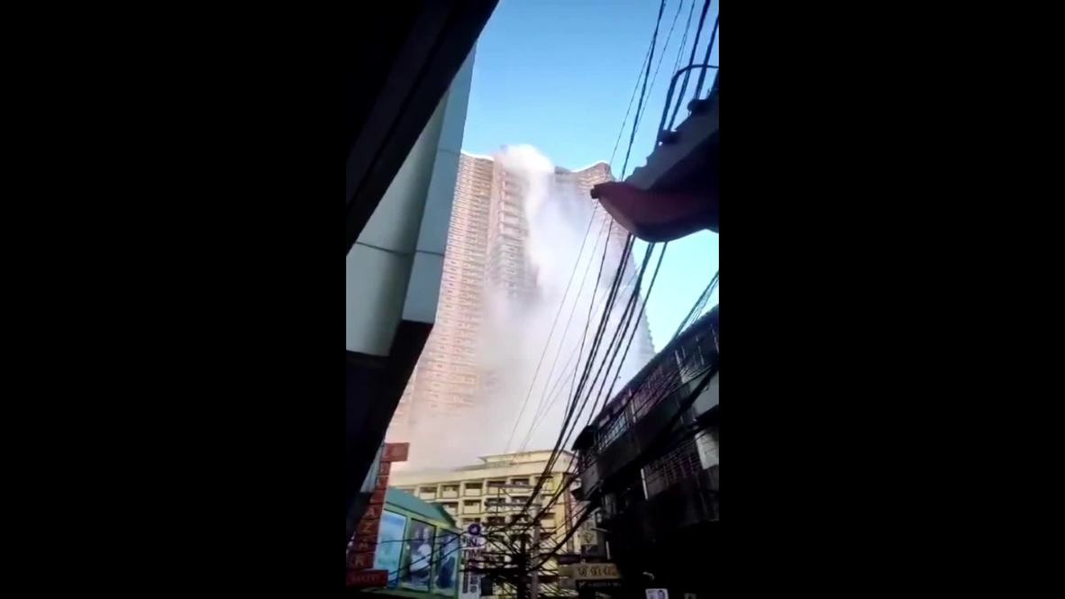 Filipinas: Terremoto de magnitud 6.3 provoca espectacular cascada de agua en rascacielos