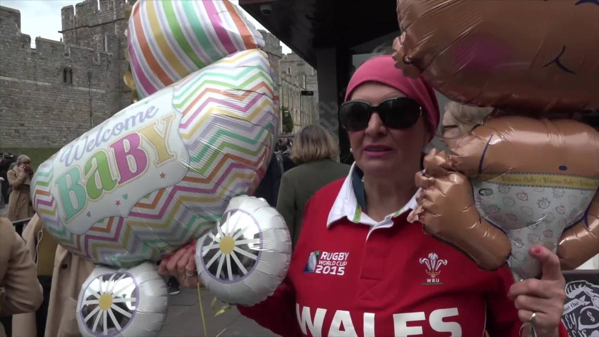 UK: Crowd gathers outside Windsor Castle to celebrate birth of new royal baby