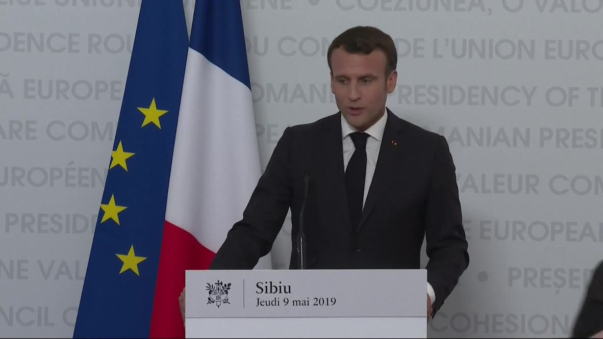 Romania: Macron calls for 'more powerful' Europe against 'American unilateralism'