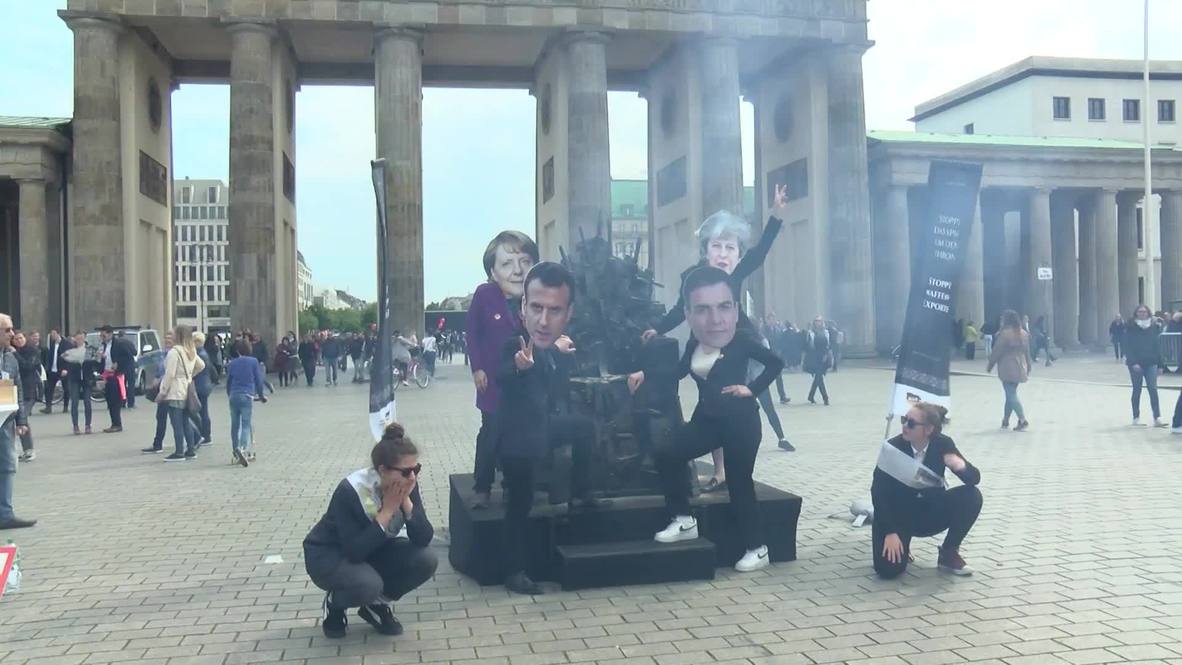 Germany: Activists bring Berlin the 'Iron Throne' to protest arms trade