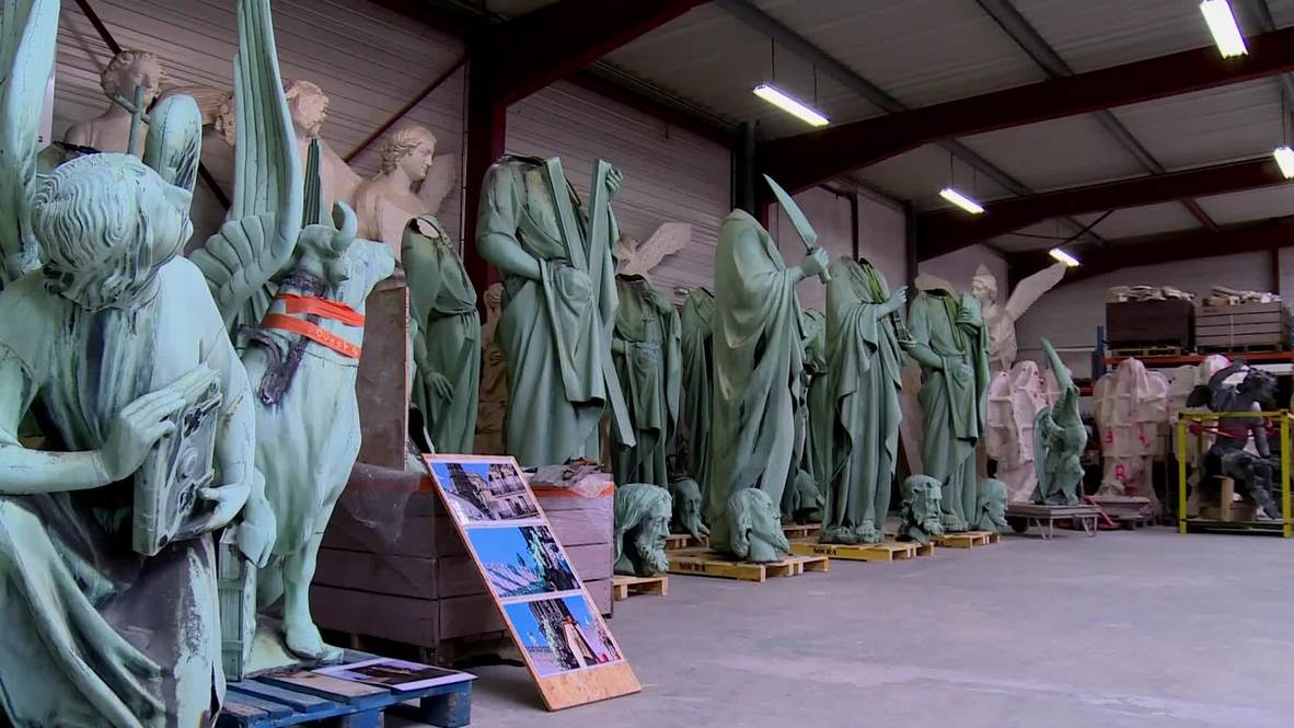 Francia: Exhiben estatuas 'con suerte' que fueron retiradas de Notre Dame antes del incendio