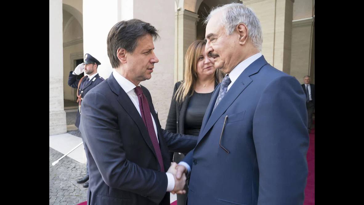 Italy: PM Conte welcomes LNA chief Haftar in Rome *STILLS*