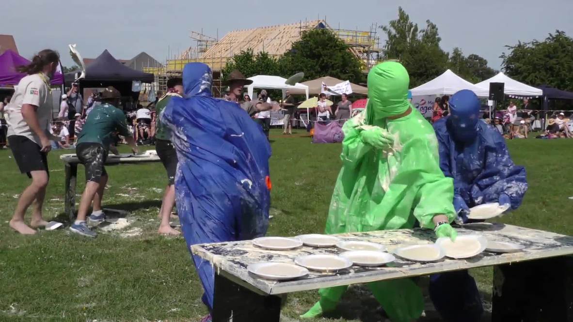 Splat! Players get a piece of the pie at world custard throwing champs