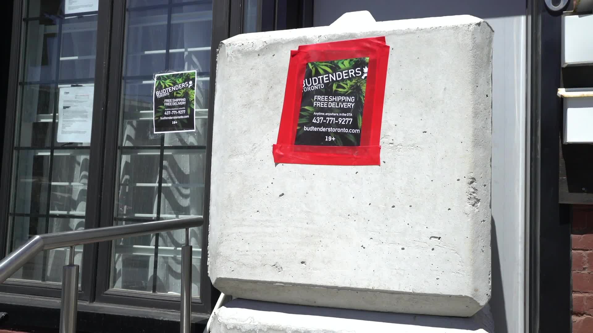 Canada Toronto gov. uses cement blocks to keep illegal cannabis shops