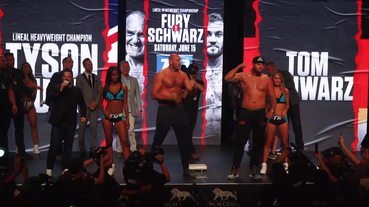 USA: Tyson Fury gets in Schwarz's face during weigh-in