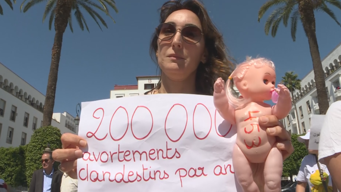Morocco: Abortion rights activists stage protest outside parliament in Rabat