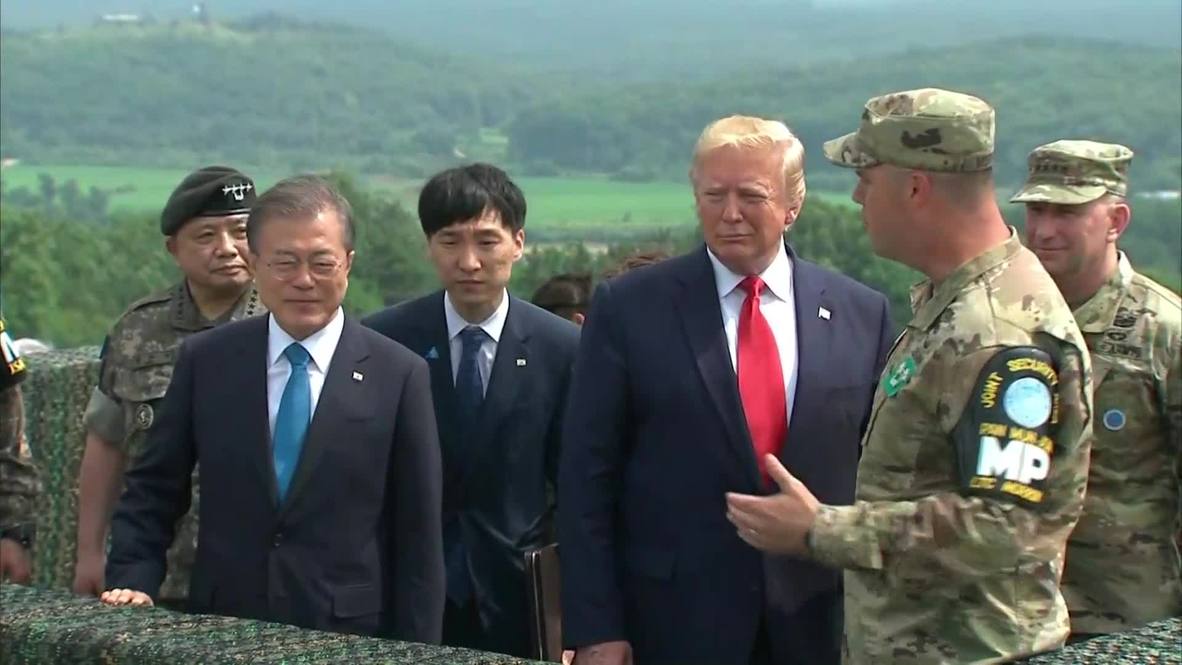 Korean DMZ: Trump and Moon look into North from observation posts