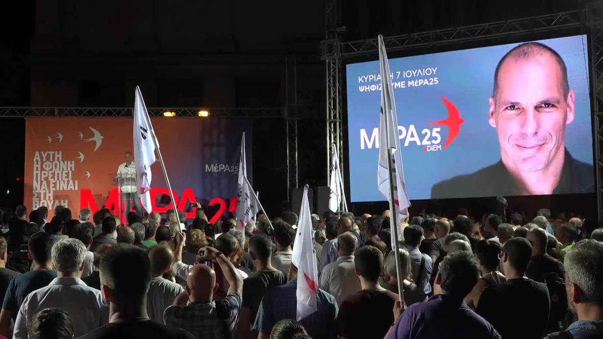 Greece: Varoufakis's MeRA25 party holds Athens rally ahead of elections