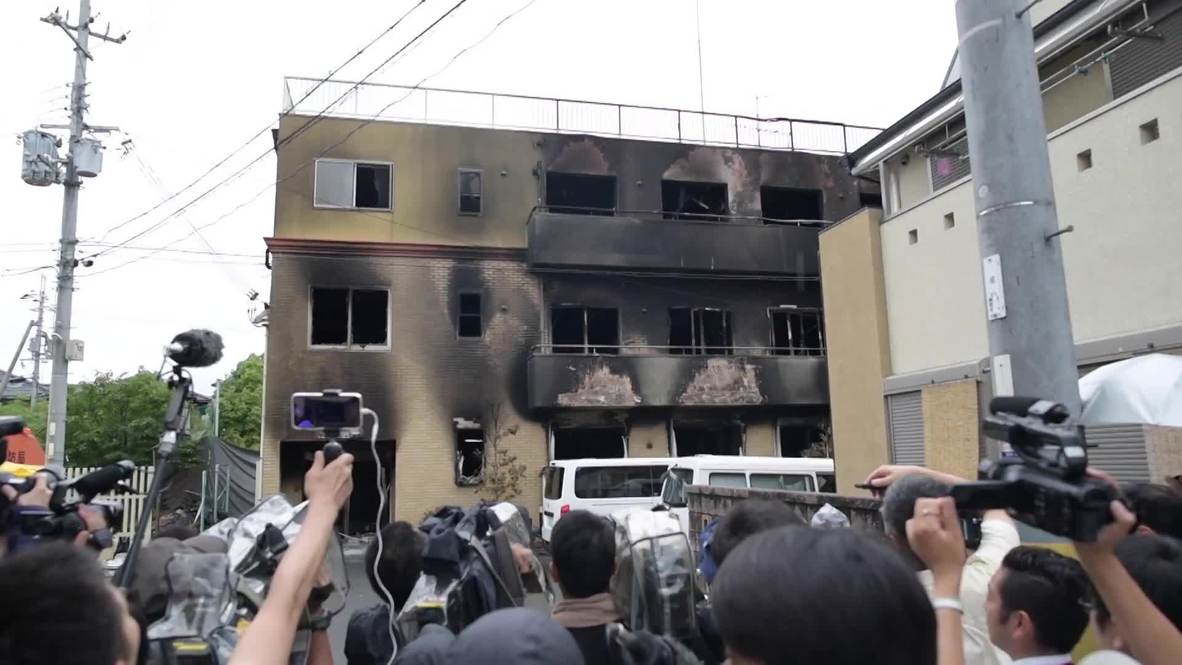 Japan: Journalists swarm around anime studio after deadly arson attack
