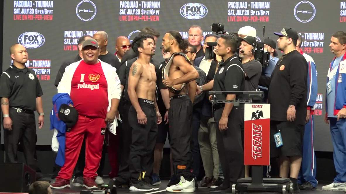 EE.UU.: Pacquiao y Thurman participan en la ceremonia de pesaje antes del combate entre ambos