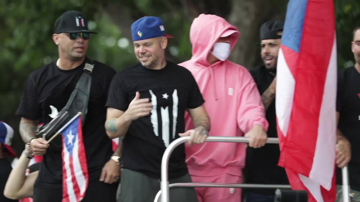 Puerto Rico: Rappers lead celebrations as governor resigns amid scandal
