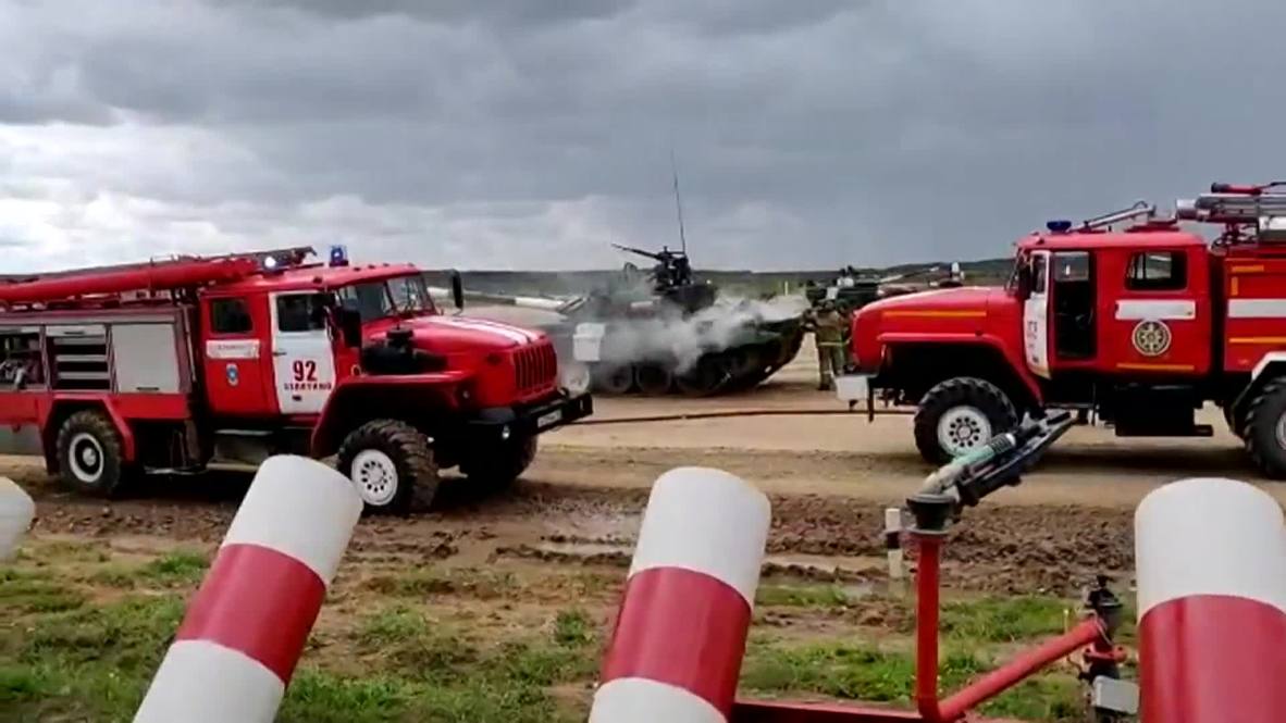 Russia: Iranian tank breaks down in tank biathlon competition