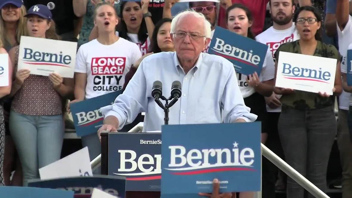 USA: Long Beach turns out for Bernie 2020 despite online threats