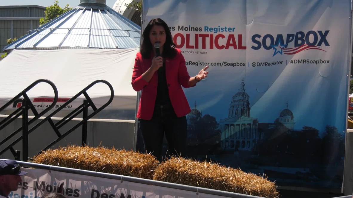 USA: Democratic presidential candidates vie for attention at Iowa State Fair