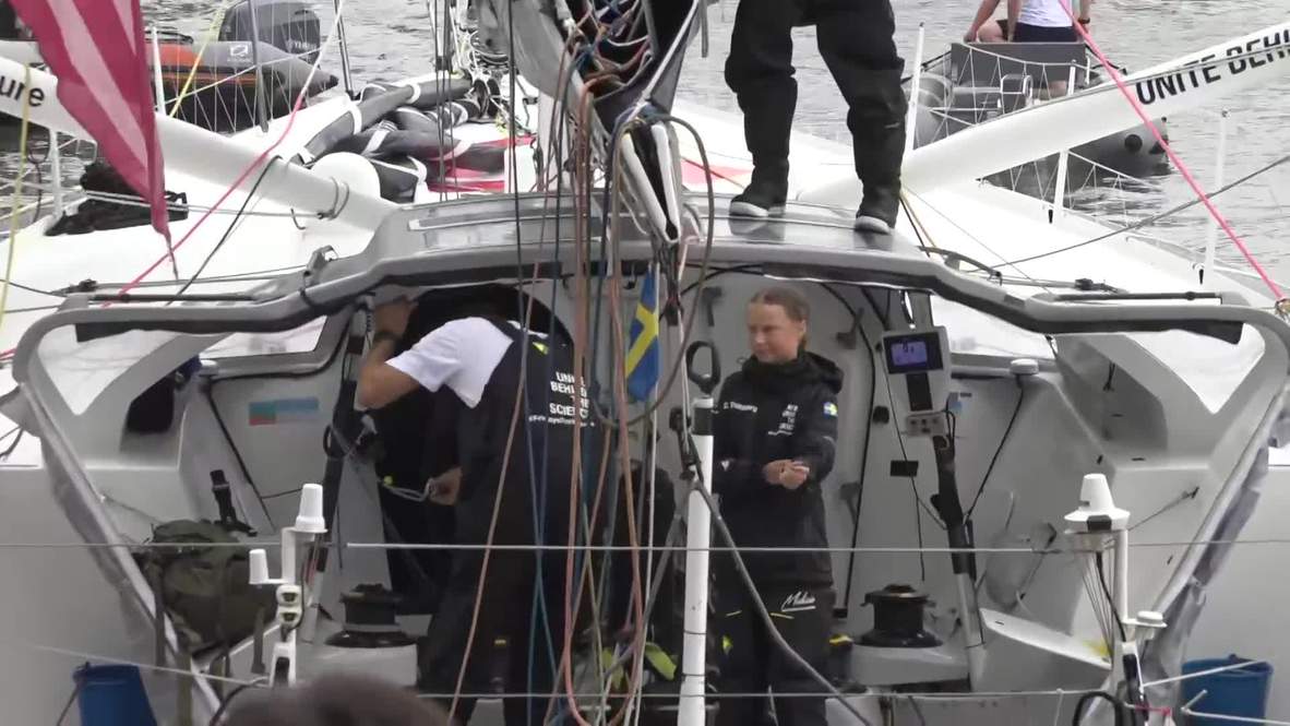 USA: Climate activist Greta Thunberg arrives in NYC after 15-day sail