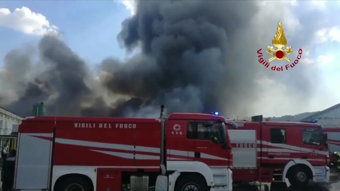 Italy: Black smoke billows into the sky following blaze at factory