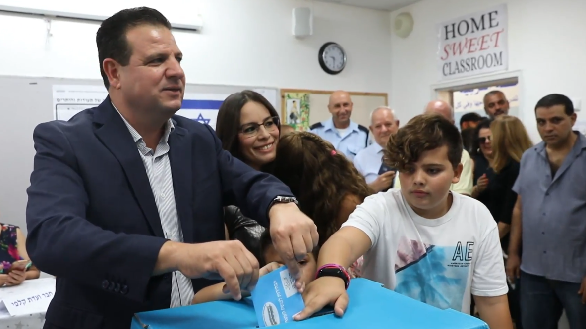 Israel: Leader of Joint List of Arab parties Odeh casts his ballot in general election