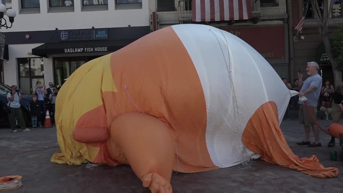 USA: 'Baby Trump' balloon greets president on visit to San Diego