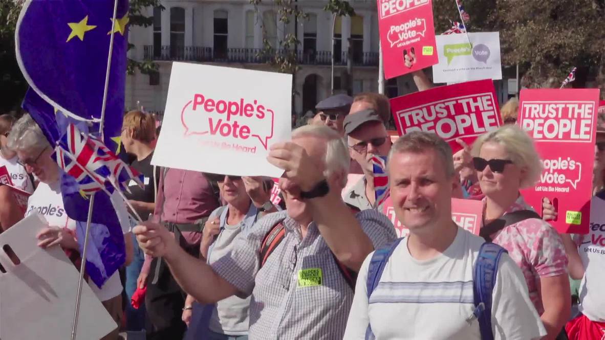UK: Thousands of 'People's Vote' anti-Brexit protesters march in Brighton