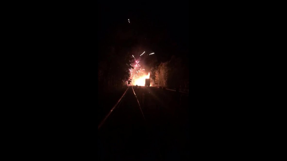 Russia: Truck accident sets off fireworks in Komsomolsk-on-Amur