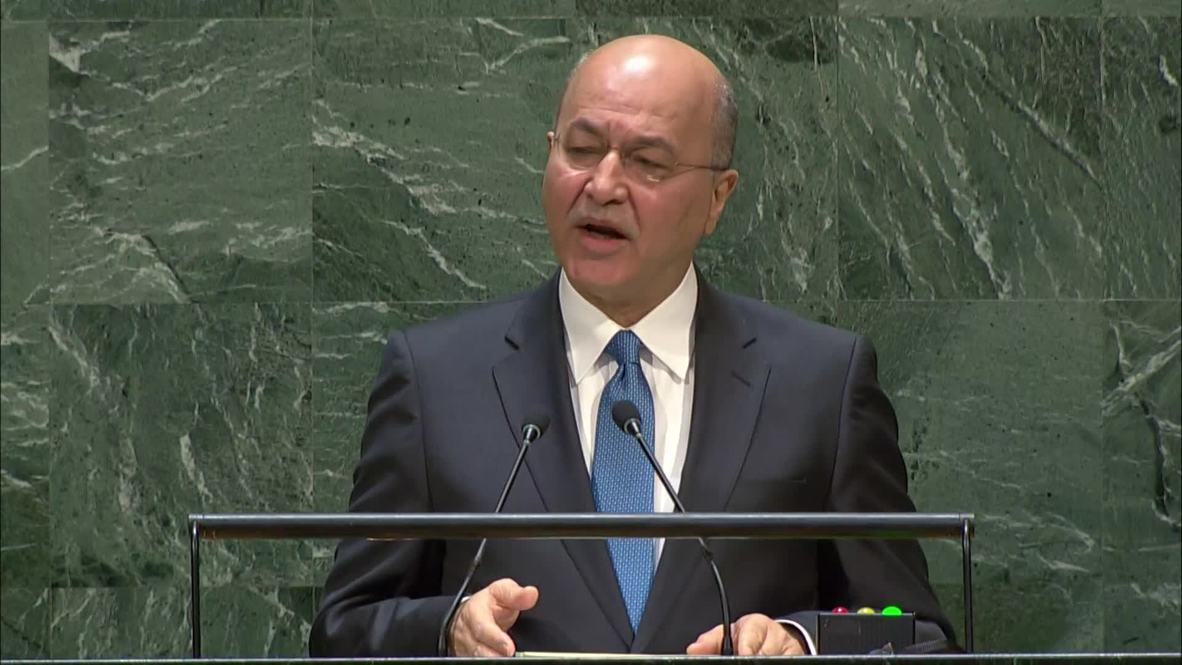 UN: Iraq's Salih dubs Saudi oil attacks 'dangerous development' at UNGA