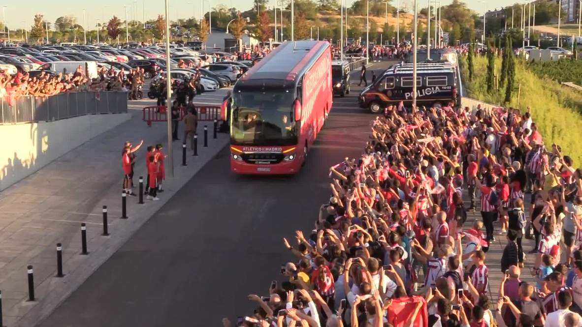 Spain: Atletico Madrid and Real Madrid fans arrive for La Liga derby