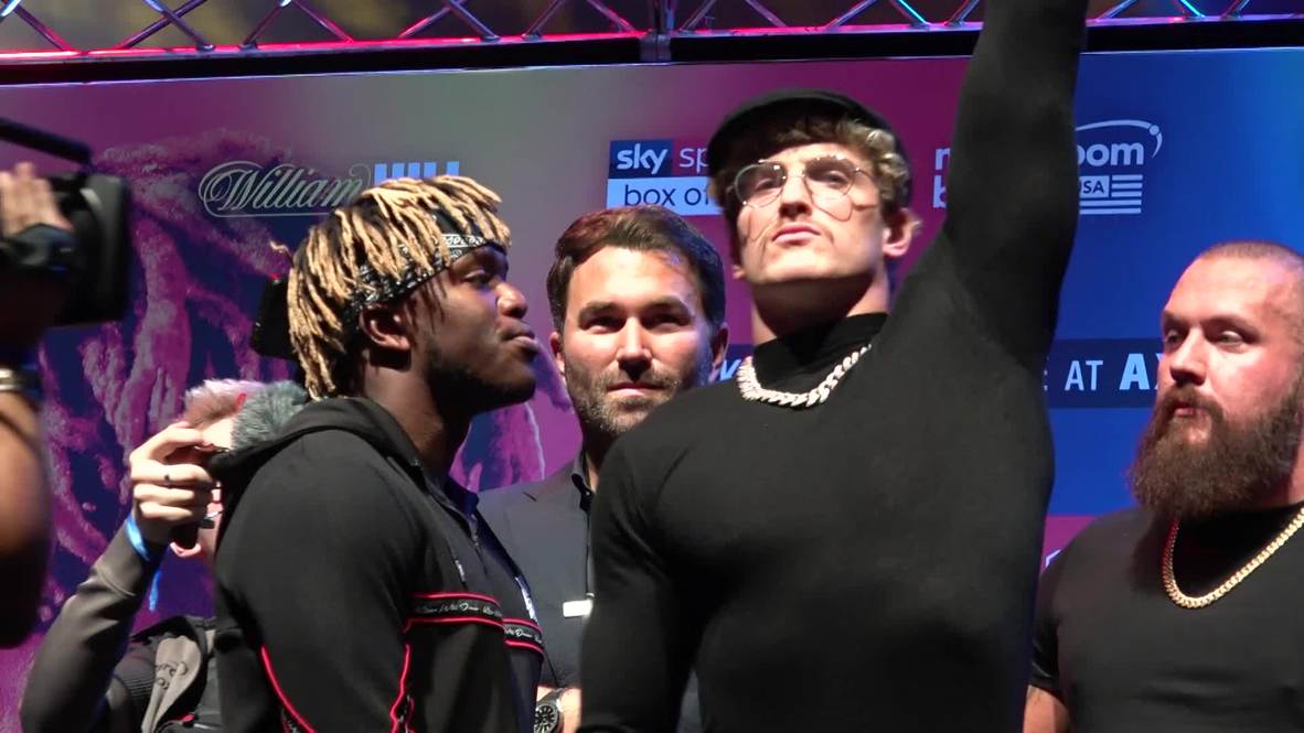 UK: Youtubers Logan Paul and KSI face off in London ahead of boxing rematch