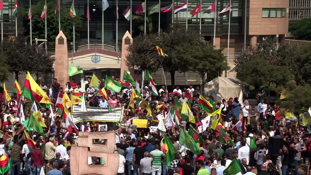 Lebanon: Pro-Kurdish rally held outside UN building in Beirut