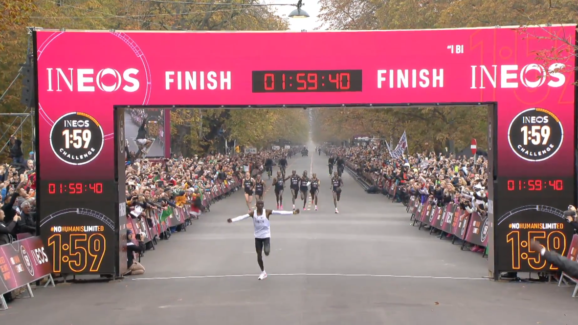 Austria: Eliud Kipchoge makes history by finishing marathon in under two hours