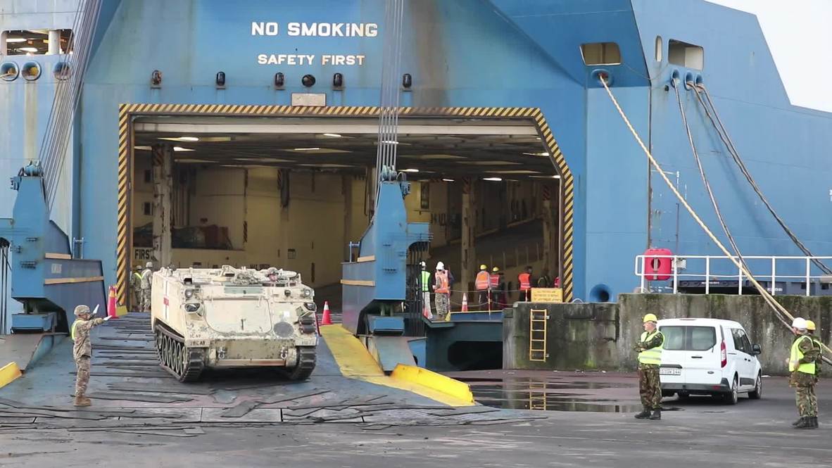 Netherlands Military Vehicles Unloaded At Port For Atlantic