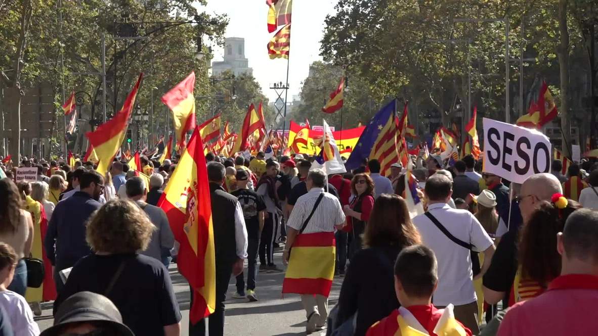 Spain: Thousands march against Catalan independence